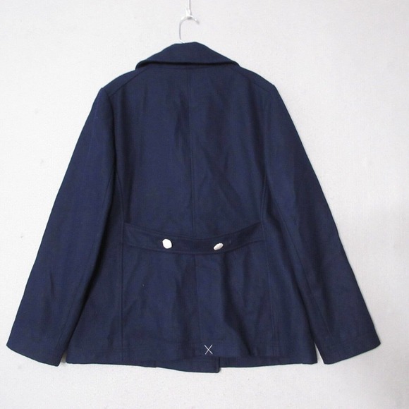 J Crew Factory Women Pea‎ Coat Wool Military Blue Gold Buttons NWOT - Picture 8 of 10